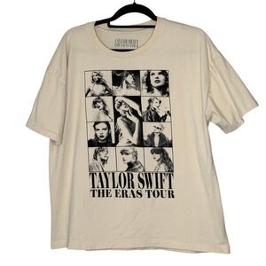 Taylor Swift The Eras Tour T Shirt‎ Beige Graphic Print  Unisex Size Large